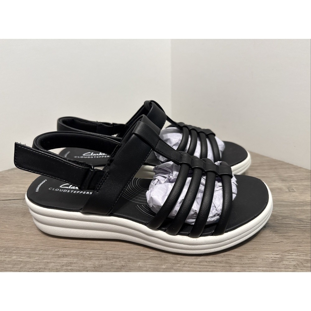 Clarks Cloudsteppers Gladiator Sandals Drift Ease Black Size 9.5 NEW - Picture 2 of 7